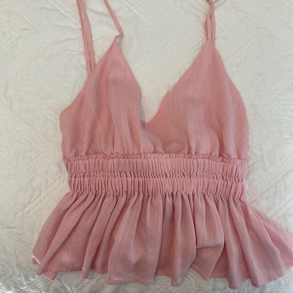 Pink Boutique Peplum Crop Top with Adjustable Straps